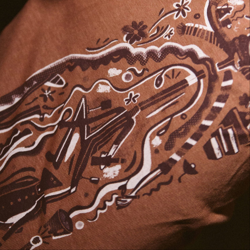 Longsleeve 'Print Arm' rood/bruin