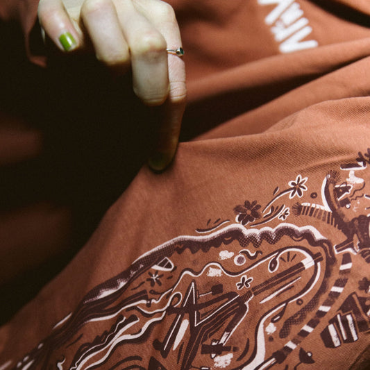 Longsleeve 'Print Arm' rood/bruin