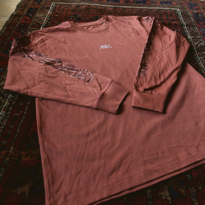 Longsleeve 'Print Arm' rood/bruin