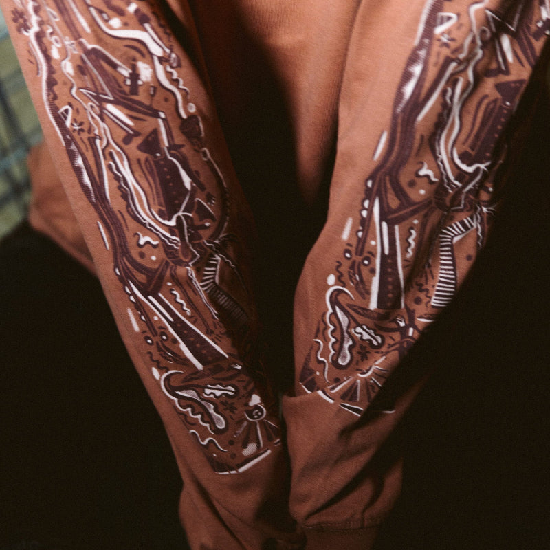 Longsleeve 'Print Arm' rood/bruin
