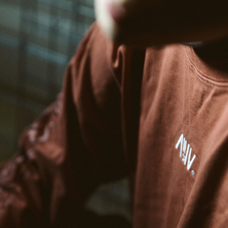 Longsleeve 'Print Arm' rood/bruin
