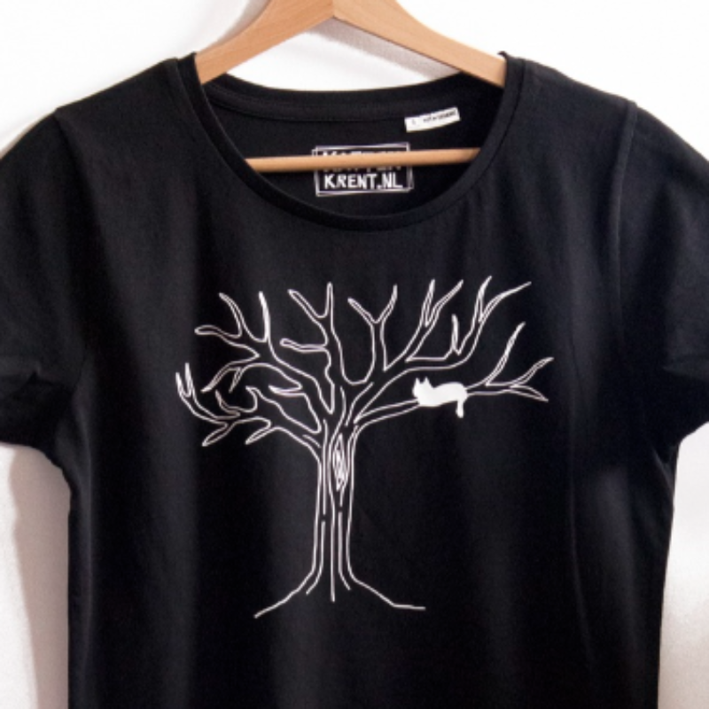 Shirt met 'Kat in boom'
