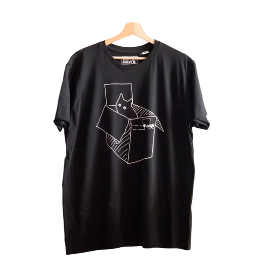 Shirt zwart 'Kat in DOOS'
