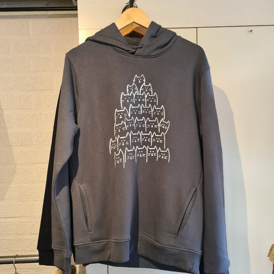 Trui hoodie grijs met 'KattenKOPjes'