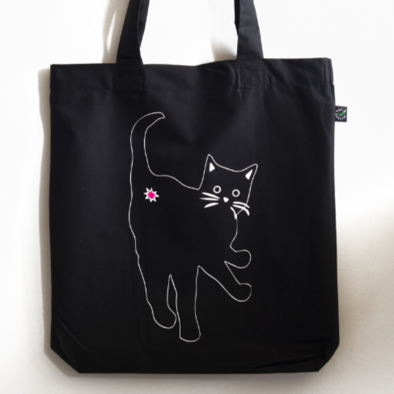 Totebag zwart 'KattenKRENT'