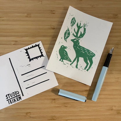 Kaart 'Hert en Kraai' Studio Teiken