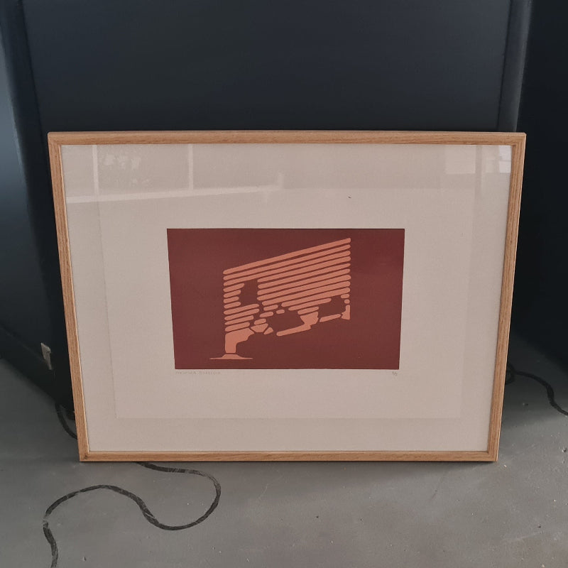 Welmaakt 'Badkamer' linoprint