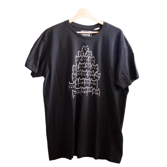Shirt met 'Poezentekening' hoofdjes