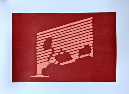 Welmaakt 'Badkamer' linoprint