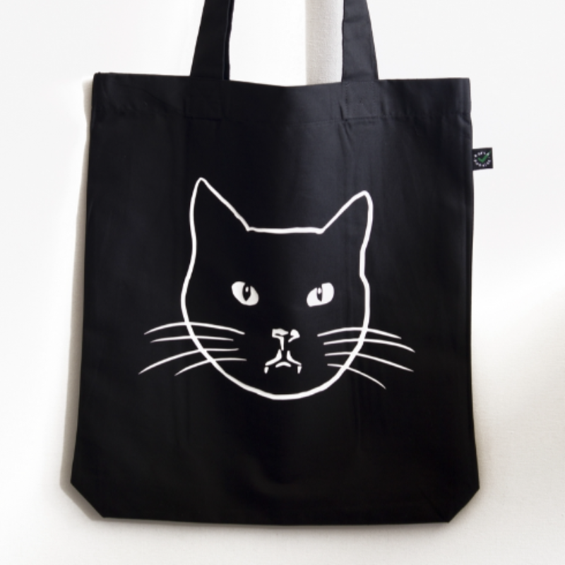 Totebag zwart 'KattenKOP'