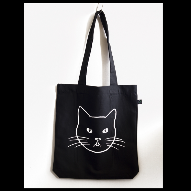 Totebag zwart 'KattenKOP'