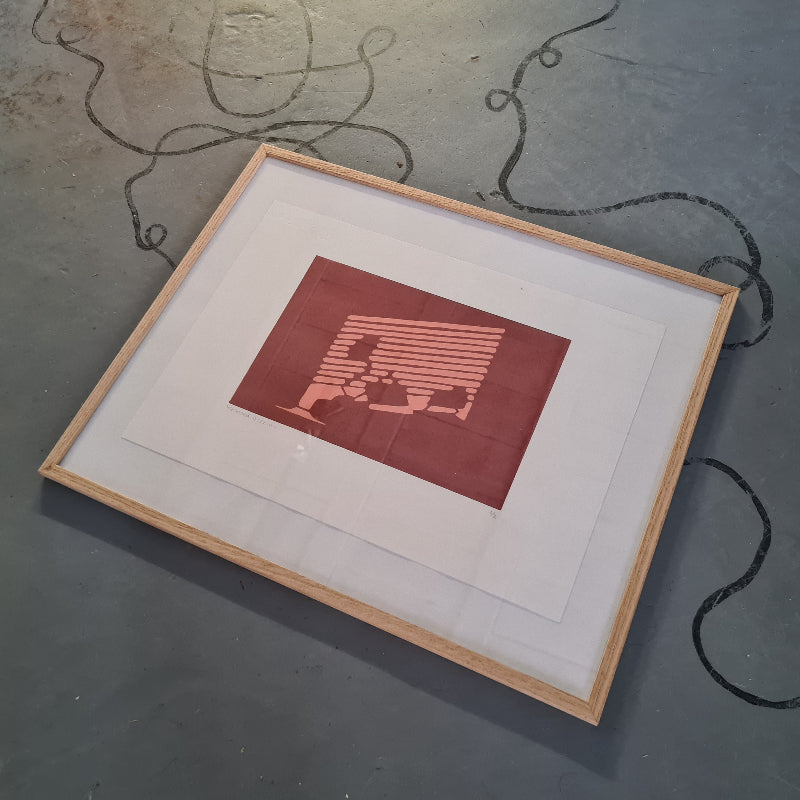 Welmaakt 'Badkamer' linoprint