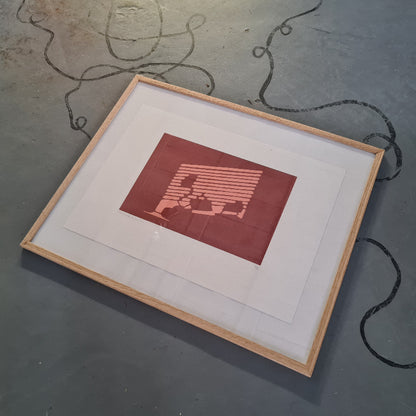 Welmaakt 'Badkamer' linoprint