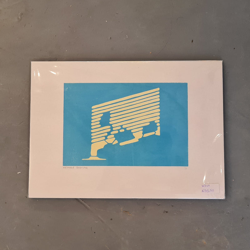 Welmaakt 'Badkamer' linoprint